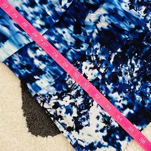 Nicole Miller $300 Women's Small Blue Purple Print Tiered Tidal Pleat Dress - Picture 13 of 13